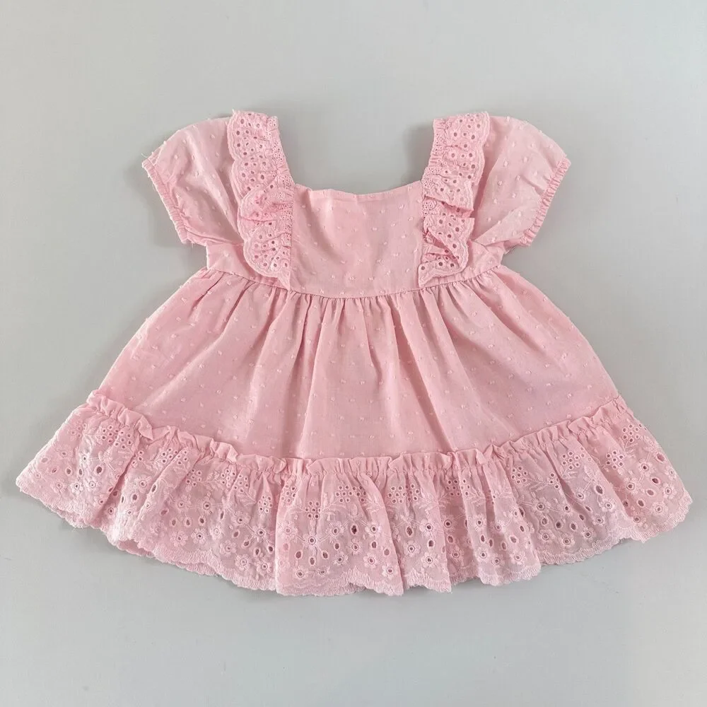 Shabby Chic Girls Pink Eyelet Ruffle Top Lined Size XS - 4 New With Tags - Picture 1 of 12